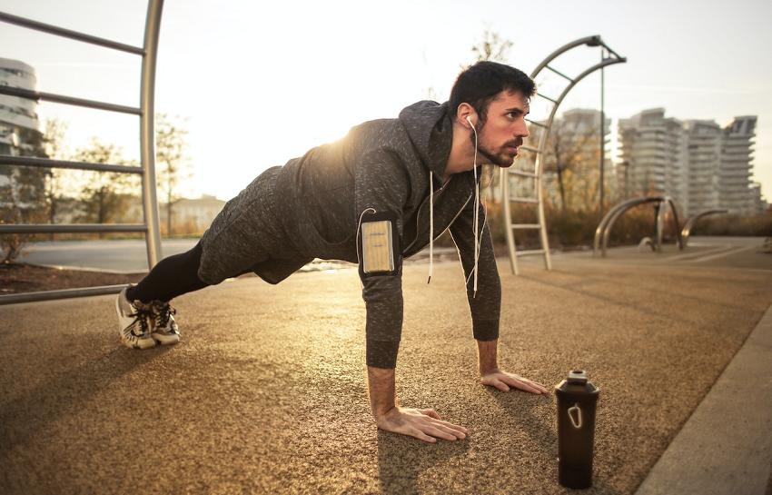 man exercising outside in the morning