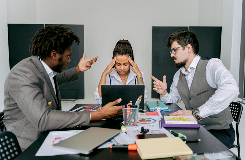 woman feeling impatient with her work mates