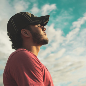 man relaxing outside