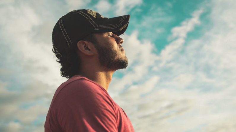 man relaxing outside