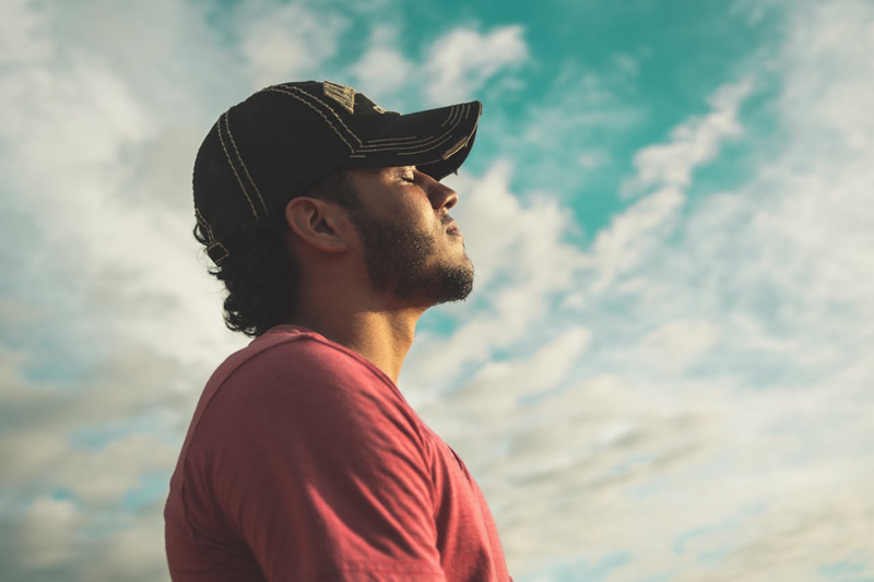 man relaxing outside