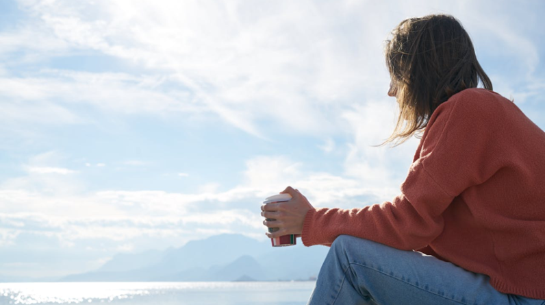 woman sitting outside