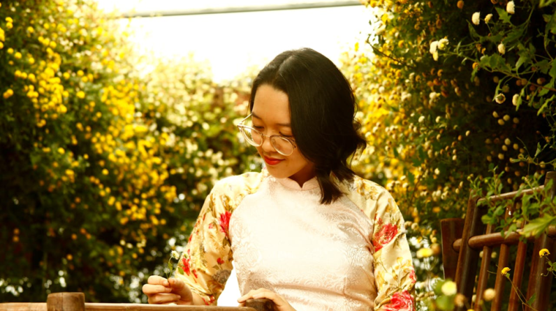 woman sitting in garden enjoying alone time