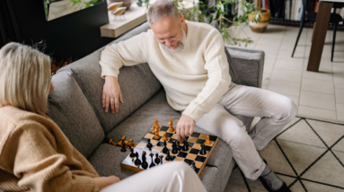 senior couple playing chess